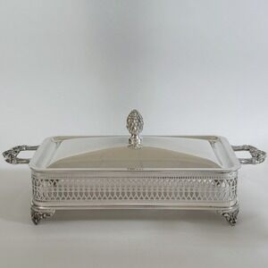 Vintage Sheffield Silver Co Silverplate Covered Casserole Serving Dish USA
